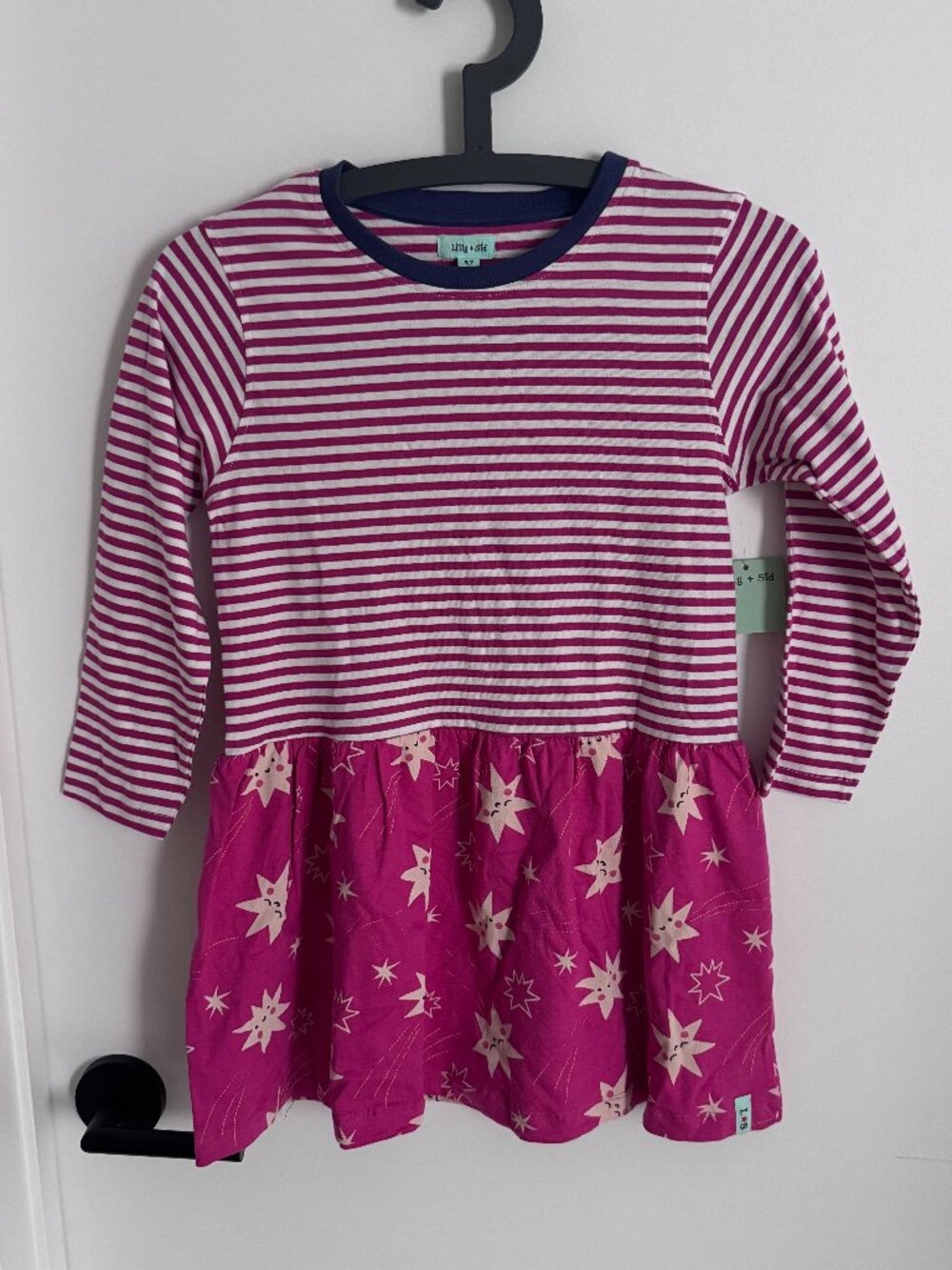 Lilly + Sid Organic Cotton Drop Waist Star Dress 6-7Y NWOT